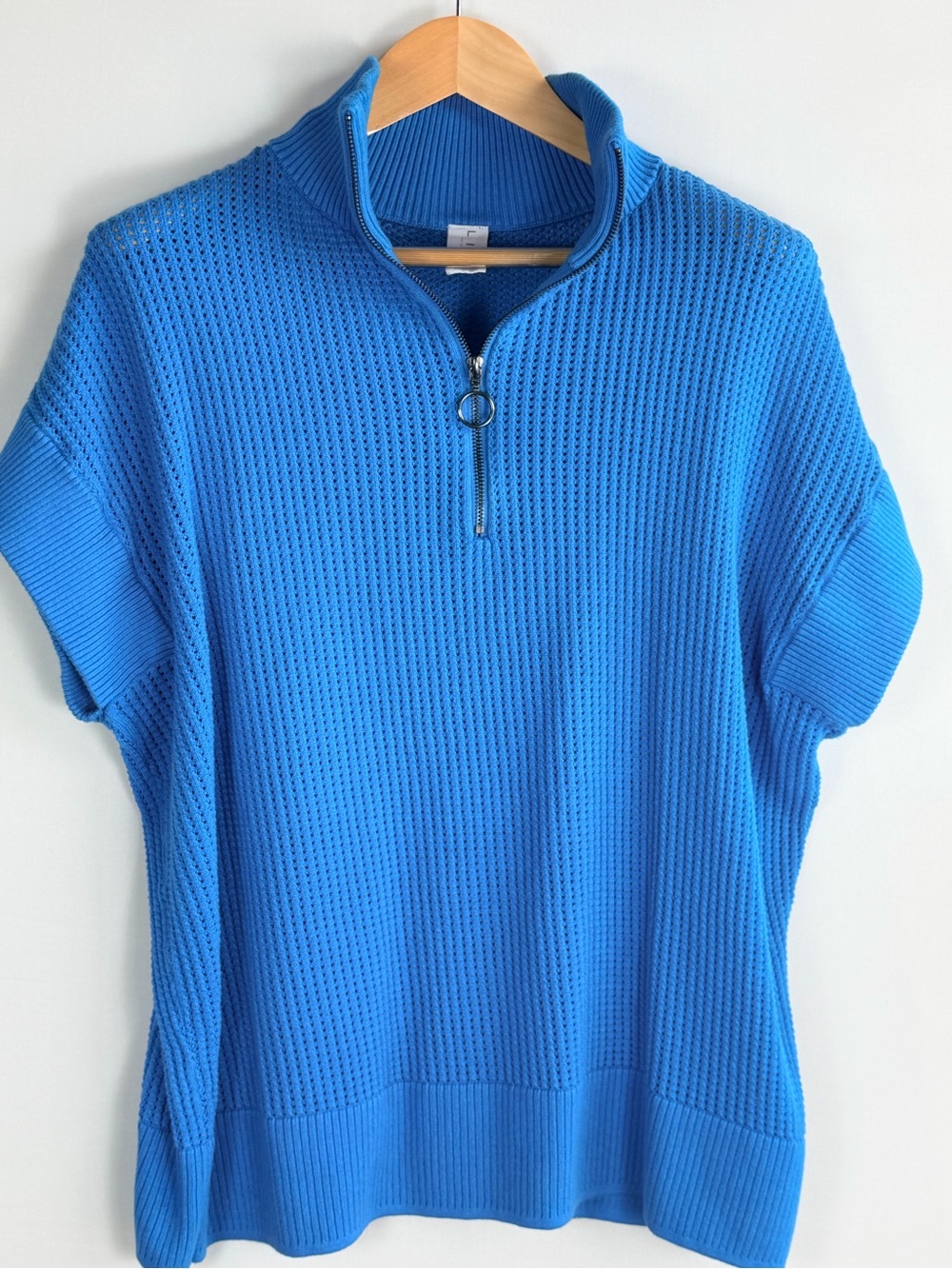 Lane Bryant LIVI Bright Blue Half Zip Waffle Knit Sweater Top 18/20 2X Plus